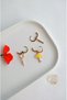 Bulut Şimşek Set of 3 Earrings with Yellow Enamel and Colored Stones, Minimal Hoop Earrings - 6