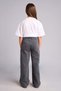 100% Cotton Straight Wide Spanish Leg Gabardine Anthracite Trousers for Girls G0602A826Sp - 5