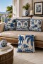 Blue Palms Patterned 4-Piece Throw Pillow Cover Set - 2