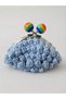 Handmade Blue Knitted Coin Purse with Colorful Clip, 100% Cotton