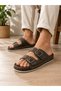 Men's Double Buckle Anatomical Slippers Faux Leather Adjustable Casual Slippers Gray - 2