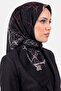 وشاح نسائي أسود منقوش بنمط فروع الشجر