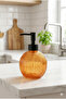 Striped Round Black Pump Glass Liquid Soap Dispenser - 500ml - 16X10X10 cm