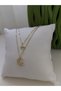 Double Layer Zircon Stone Moon and Star Women's Steel Necklace - 4
