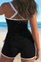 Women's Strappy Round Neck Cross Back Detailed Diver Blouse and Shorts Two-Piece Set - 4