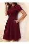 Women's short sleeve crew neck front pleat detail janjan crepe dress - 4