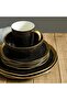 Stone Lain Florian Modern Porcelain 16 Piece Dinnerware Set, Plates and Bowls Set, Dish set for 4, Black And Golden Rim - 7