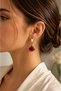 Burgundy Orange and Yavruağzı Stone Detailed Drop Earrings Special Design Stylish Earrings - 7