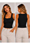 Women's Ribbed Square Neck Cotton Athlete Crop Top - 2