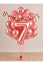 -7- Age Rose Gold Happy Birthday Banner Themed Balloon Bundle 15 Pieces