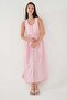 Maternity Zero Sleeve Side Pocket Midi Length Linen Dress Pink - 7