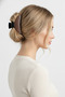 Leather Look Brown Large Size Hair Claw Clip - 3