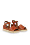 Brown Leather Women's Wedge Heeled Sandals - 3