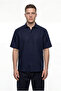 Men's Short Sleeve Oversize Linen Shirt Navy Blue - 3