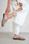 Beige Suede Loafer Slippers Hand-Sewn Anti-Slip Sole Comfortable for Daily Use