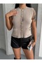 Metal Buttoned Pocketed Cotton Summer Seasonal Knitwear Vest - 6