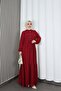 Half Pat Buttoned Waist Tie Ayrobin Dress Claret Red Hnt85451 - 2