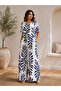 Mediterranean Breeze Women's Leaf Patterned V-Neck Blouse and Wide-Leg Pants Aerobin Two-Piece Set - 4