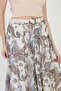 Women's Belted Paisley Patterned Chiffon Skirt - Ecru - 4
