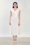Women's Long Dress with Ruffles on the Front - Ecru - 4