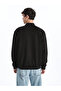 Black College Collar Men's Bomber Leather Look Jacket - 6