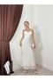 Sweetheart Neckline Floral Embroidered Strap Midi Dress