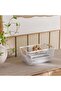 Rosie Storage Wire Basket with Wooden Handle33.5x22x15cm - White