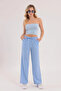 Linen Blend Modern Loose-Fit Blue Trousers