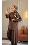 6574 - Stylish Comfortable Knitted Modal Fabric Casual Trousers with Elastic Detail at the Leg Cuffs Women's Set