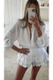 Women's Muslin Shorts Skirt Jumpsuit Flounced Summer White Dress 6031 - 4