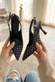 Dolipa Black Polka Dot Pointed Toe Heeled Shoes with Side Buckle (8 cm) - 2