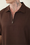 Linen Look 100% Cotton Comfortable Fit Drop Shoulder Zipper Closure Men's Polo Collar T-Shirt - 6