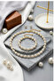 Pearl and Stone Choker Necklace Bracelet Earrings Set - 2