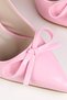 Women's Patent Leather Pink Color Classic Heeled Shoes with Ribbon Detail - 2
