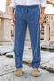 Sports Sweatpants Elastic Waist Cotton Thin Summer Fabric Large Size (Denim Blue)