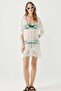 Deep Neckline Knitwear Beach Dress White