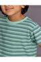 Boys Green Striped Waffle Knitted T-shirt - 4