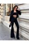 Women's Spanish Flare Fabric Belted Trousers - 3