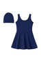 7-16 Years Old Girls' Diving Fabric Navy Blue Boneli Skirted Swimsuit - 2