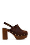 Women's Brown Ankle Buckle Platform High Thick Heeled Suede Leather Sandals 26Sfd153010
