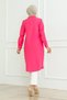 Women's Premium Extra Long Daily Fuchsia Polo Collar Hijab Shirt Dress - 6