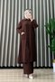 Sevda Takim Brown Ayrobin Fabric Women's Tunic Pants with Pocket Detail and Buttons, Hijab Two-Piece Set