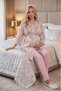 Women's Pink Floral Lace New Season 3-Piece Maternity Pajama Set with Dressing Gown - 7