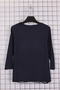 Women's Plus Size Lycra Crew Neck Garnished Wave Pattern Three Quarter Sleeve Mom T-Shirt Combed Cotton Blouse - 3