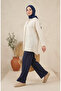 Elastic Waist Textured Knitted Trousers 0740-02 Indigo - 2
