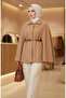 Bouquet Fabric Belted Winter Poncho 2233-04 Milk Coffee - 2