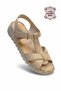2952 Orthopedic Sole Genuine Leather Beige Women's Sandals - Light Heel Support Velcro Daily Leather Sandals