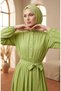 Hakim Collar Elastic Waist Hijab Dress 0326-05 Pistachio Green - 2
