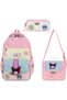 Set of 3 Primary School Bags for Girls, Patterned Set, Foil-Lined, First School Backpack for Girls
