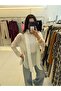 Ecru shawl detailed slit blouse - 2